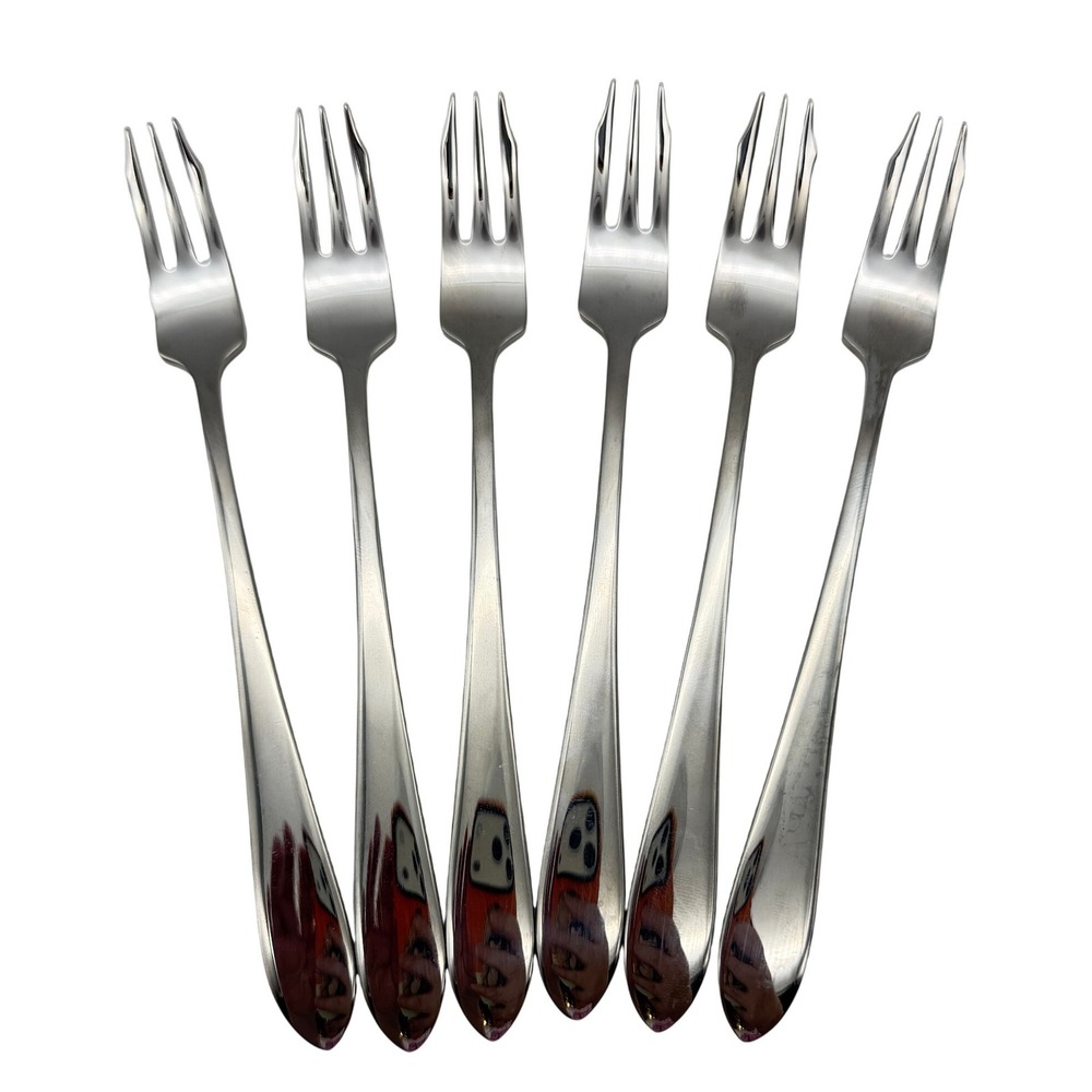 Towle Seafood Forks Set of 6 Japan 6.25" silver cocktail fork dinner Holiday